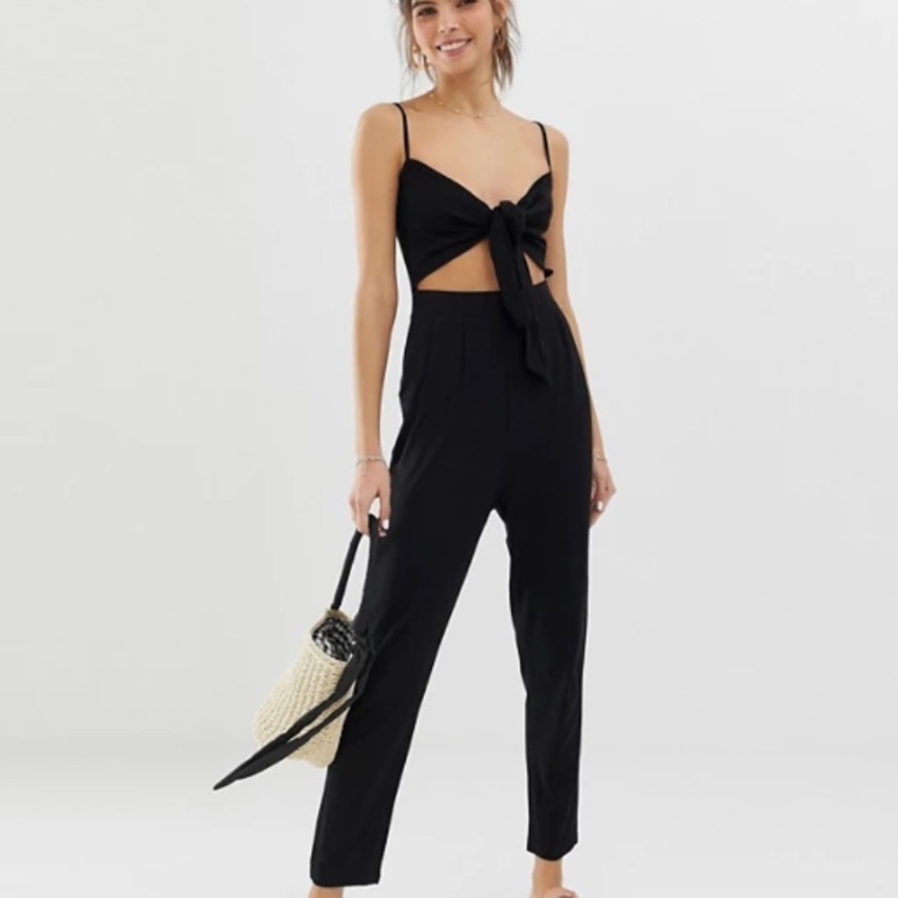 ASOS Black Cami Jumpsuit with Knot Front